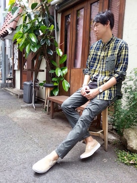 「TYPE BLUE（タイプブルー）のアイテム（シャツ/ブラウス）」を使った、T.Takahashiさん（メンズ・184cm）の夏コーディネート