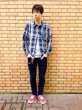 「TYPE BLUE（タイプブルー）のアイテム（シャツ/ブラウス）」を使った、T.Takahashiさん（メンズ・184cm）の夏コーディネート
