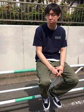 「AVIREX（アヴィレックス）のアイテム（Tシャツ/カットソー）」を使った、T.Takahashiさん（メンズ・184cm）の春コーディネート