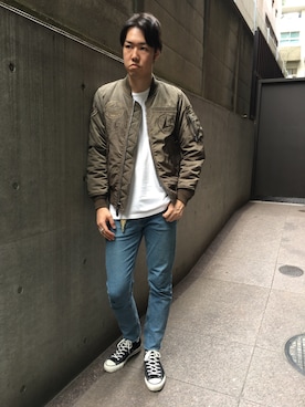 「アイテム（MA-1）」を使った、T.Takahashiさん（メンズ・184cm）の夏コーディネート