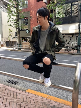 「アイテム（ダウンジャケット/コート）」を使った、T.Takahashiさん（メンズ・185cm）の秋コーディネート