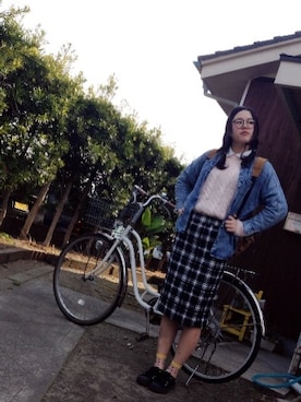 「GRL（グレイル）のアイテム（デニムジャケット）」を使った、Ｒℹ︎Ｒℹ︎さん（レディース・166cm）の冬コーディネート