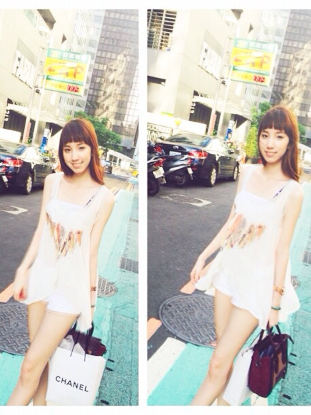 「Abercrombie&Fitchのアイテム（その他パンツ、ホワイト系）」を使った、葉芷君💗さん（レディース・163cm）の夏コーディネートの1枚目の写真