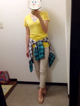 「VINCE（ヴィンス）のアイテム（パンツ）」を使った、けー子さん（レディース・160cm）の夏コーディネート