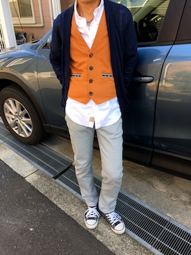 「アイテム（デニムパンツ、シルバー系）」を使った、Miyagawa Sinichiさん（メンズ・170cm）の春コーディネート