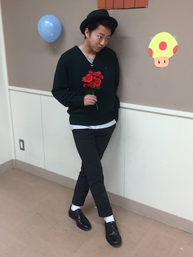 「文化祭」｜「アイテム（スラックス）」を使った、naoki!!さん（メンズ・165cm）の秋コーディネート
