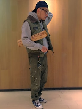「wtaps」｜「アイテム（その他アウター）」を使った、Eさん（メンズ・170cm）の春コーディネート