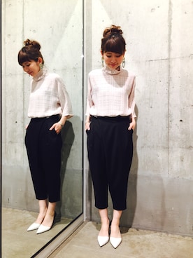 「Johnbull Private labo（ジョンブルプライベートラボ）のアイテム（スラックス）」を使った、shioriさん（レディース・156cm）の春コーディネート