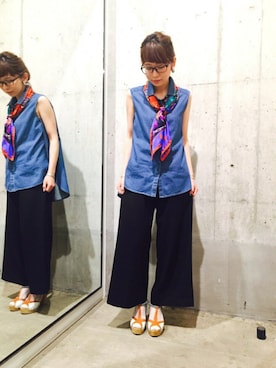 「Johnbull Private labo（ジョンブルプライベートラボ）のアイテム（スラックス）」を使った、shioriさん（レディース・156cm）の春コーディネート