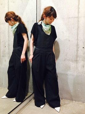 「Johnbull Private labo（ジョンブルプライベートラボ）のアイテム（オールインワン・サロペット）」を使った、shioriさん（レディース・156cm）の夏コーディネート