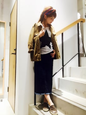 「Johnbull Private labo（ジョンブルプライベートラボ）のアイテム（スカート）」を使った、shioriさん（レディース・156cm）の夏コーディネート