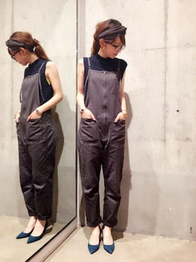 「Johnbull Private labo（ジョンブルプライベートラボ）のアイテム（オールインワン・サロペット）」を使った、shioriさん（レディース・156cm）の夏コーディネート