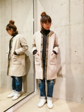 「Johnbull Private labo（ジョンブルプライベートラボ）のアイテム（その他アウター）」を使った、shioriさん（レディース・156cm）の秋コーディネート