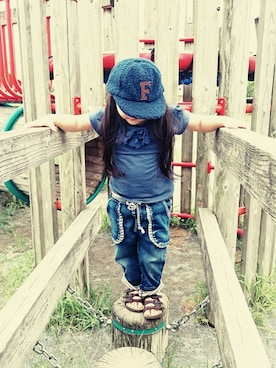 「BIRKENSTOCK(ビルケンシュトック)のアイテム」を使った、たぬさん(キッズ・100cm)の夏コーディネート