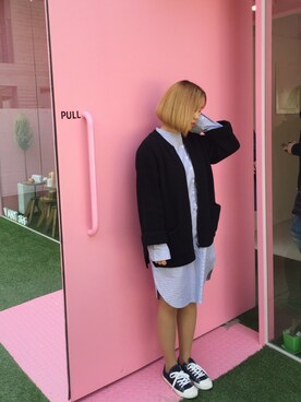「MUJI」｜「アイテム（シャツワンピース）」を使った、Suyeonさん（レディース・158cm）の夏コーディネート