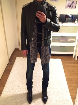 「SAINT LAURENT PARIS（サンローランパリ）のアイテム（ニット/セーター）」を使った、HiroyukiUtsunoさん（メンズ・172cm）の冬コーディネート