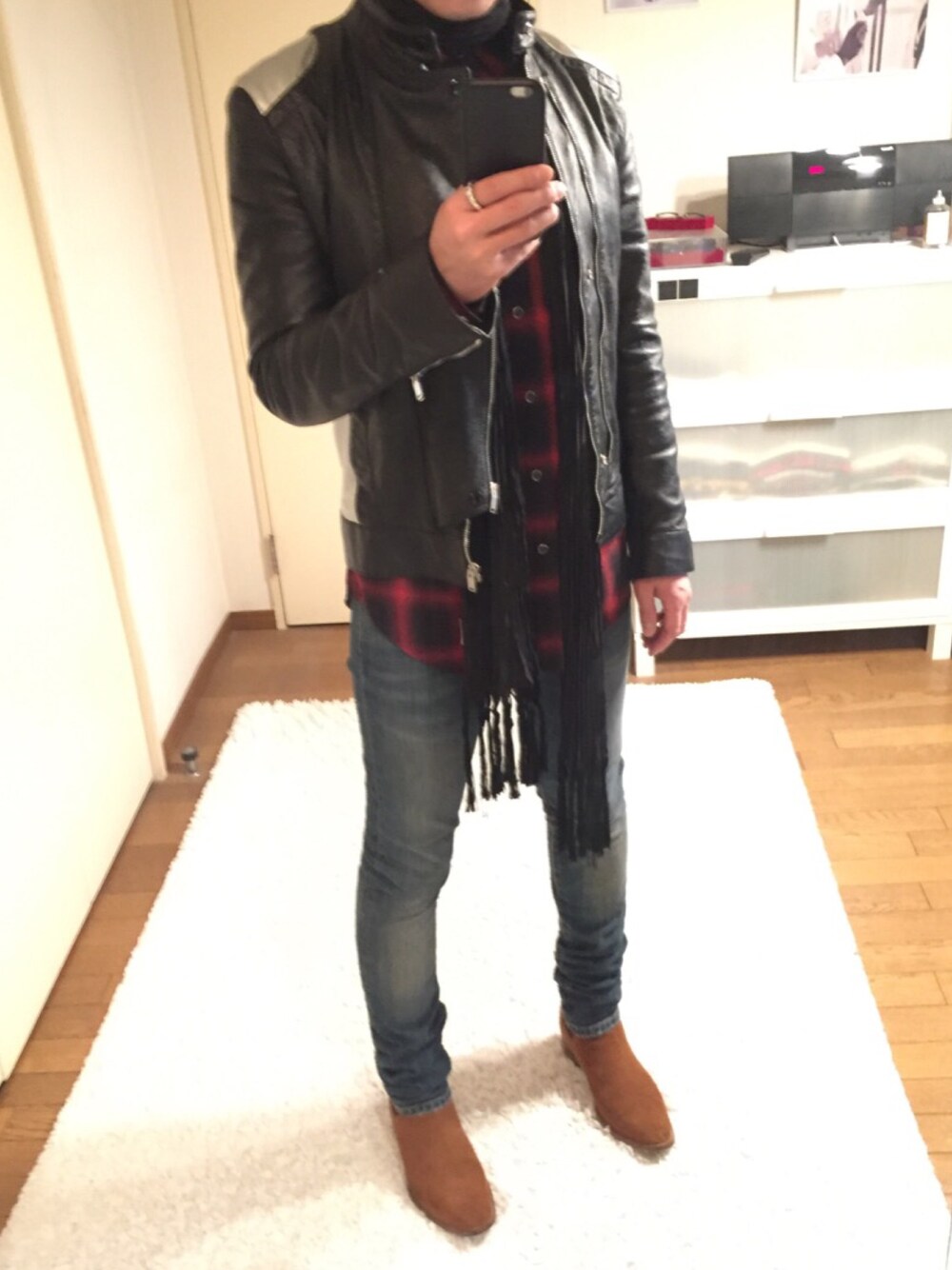 HiroyukiUtsunoさんの「2016ss Leather Jacket With Band Collar（SAINT LAURENT PARIS）」を使ったコーディネート