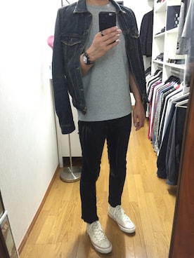 「SAINT LAURENT PARIS（サンローランパリ）のアイテム（デニムジャケット）」を使った、HiroyukiUtsunoさん（メンズ・172cm）の夏コーディネート
