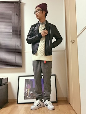 「アイテム（キーホルダー）」を使った、かたまりさん（メンズ・172cm）の秋コーディネート