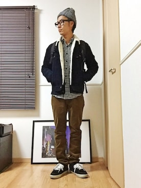 「Lee（リー）のアイテム（ライダースジャケット）」を使った、かたまりさん（メンズ・172cm）の冬コーディネート