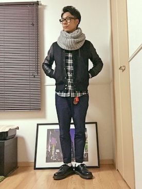 「アイテム（キーホルダー）」を使った、かたまりさん（メンズ・172cm）の冬コーディネート