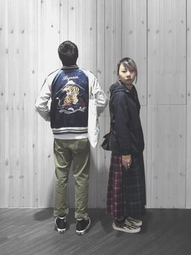 「blue」｜「アイテム（その他アウター）」を使った、Ryanhinさん（メンズ・175cm）の冬コーディネート