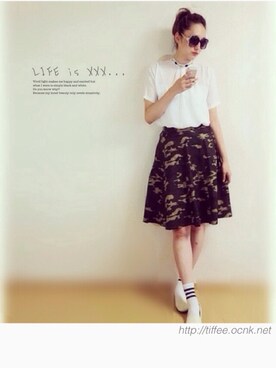 「TOMMY（トミー）のアイテム（その他シューズ）」を使った、Tiffee さん（レディース・173cm）の夏コーディネート