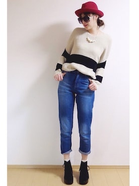 「ハットコーデ」｜Tiffee さん（レディース・173cm）の冬コーディネート