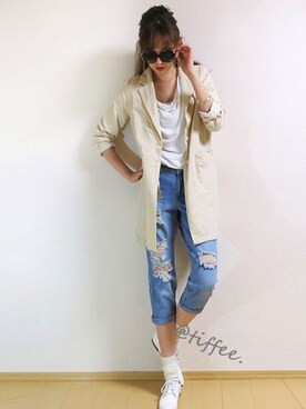 「ストライプジャケット」｜Tiffee さん（レディース・173cm）の春コーディネート