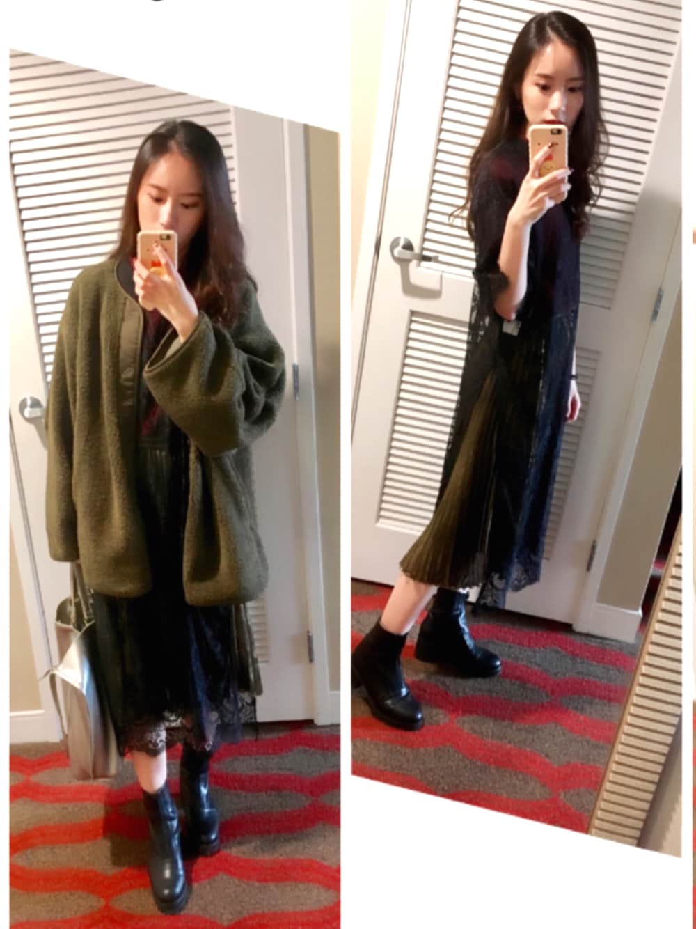 「CLANEの【CLANE】REVERSIBLE MILITARY BOA JACKET/リバーシブルミリタリーボアジャケット≪先行予約アイテム≫（ブルゾン、グリーン系）」を使った、Jasmine:)さん（レディース・157cm）の秋コーディネートの1枚目の写真