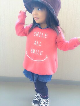 「RAGEBLUE（レイジブルー）のアイテム（帽子）」を使った、yuinaさん（キッズ・90cm）の秋コーディネート