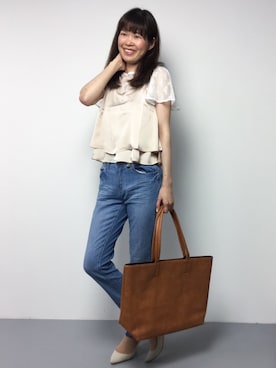 「L.H.P（エルエイチピー）のアイテム（トートバッグ）」を使った、kiyokoさん（レディース・165cm）の春コーディネート