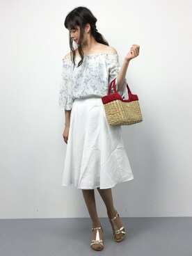 「Supreme.La.La.（シュープリームララ）のアイテム（トートバッグ）」を使った、kiyokoさん（レディース・165cm）の夏コーディネート