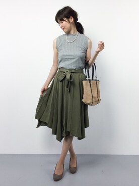 「TIENS ecoute（ティアンエクート）のアイテム（トートバッグ）」を使った、kiyokoさん（レディース・165cm）の夏コーディネート