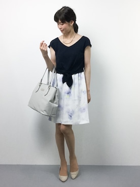 「お食事会」｜「アイテム（トートバッグ）」を使った、kiyokoさん（レディース・165cm）の夏コーディネート