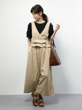 「カシュクール」｜「アイテム（サロペット/オーバーオール）」を使った、kiyokoさん（レディース・165cm）の夏コーディネート