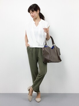 「スキッパーシャツ」｜「アイテム（オールインワン・サロペット）」を使った、kiyokoさん（レディース・165cm）の夏コーディネート