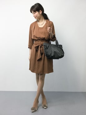 「とろみシャツ」｜「アイテム（ワンピース/ドレス）」を使った、kiyokoさん（レディース・165cm）の秋コーディネート