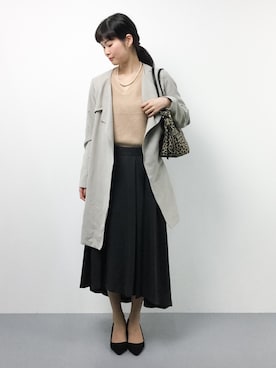 「グレージュ」｜「アイテム（トレンチコート）」を使った、kiyokoさん（レディース・165cm）の秋コーディネート