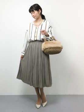 「お食事会」｜「アイテム（スカート）」を使った、kiyokoさん（レディース・165cm）の秋コーディネート