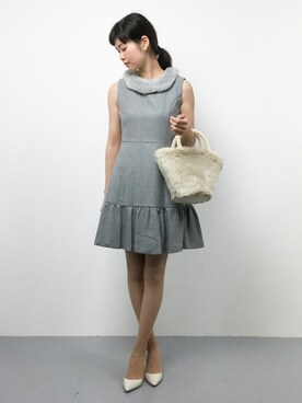「ラビットファー」｜「アイテム（ワンピース/ドレス）」を使った、kiyokoさん（レディース・165cm）の秋コーディネート