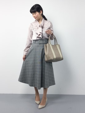 「ボウタイブラウス」｜kiyokoさん（レディース・165cm）の秋コーディネート