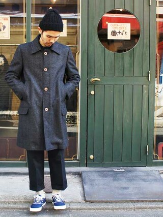 FRANK LEDERのステンカラーコートを使った人気ファッション