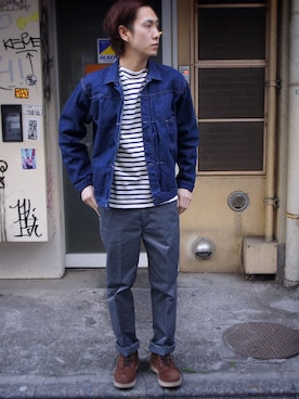 「Waste(twice)（ウェストトゥワイス）のアイテム（パンツ）」を使った、andphebさん（メンズ・173cm）の春コーディネート