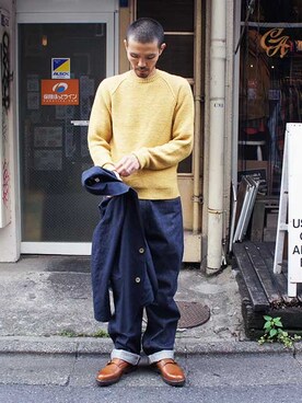 「SCYE BASICS（サイベーシックス）のアイテム（パンツ）」を使った、andphebさん（メンズ・175cm）の秋コーディネート
