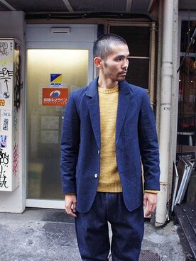 「SCYE BASICS（サイベーシックス）のアイテム（パンツ）」を使った、andphebさん（メンズ・175cm）の秋コーディネート