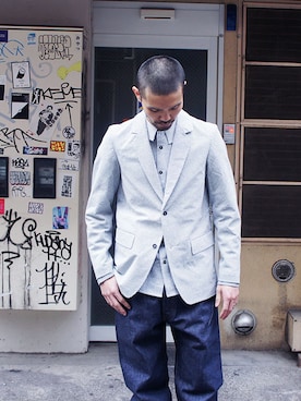 「SCYE BASICS（サイベーシックス）のアイテム（パンツ）」を使った、andphebさん（メンズ・175cm）の春コーディネート