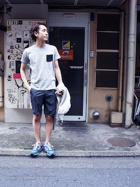 「アイテム（スラックス）」を使った、andphebさん（メンズ・173cm）の春コーディネート