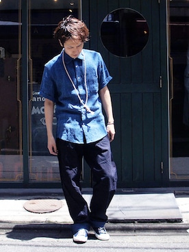 「MASTER&Co（マスターアンドコー）のアイテム（シューズ）」を使った、andphebさん（メンズ・173cm）の夏コーディネート