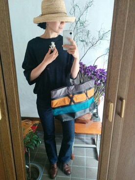 「シルク」｜「アイテム（帽子）」を使った、naraさん（レディース・159cm）の春コーディネート